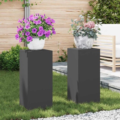 vidaXL Стойка за растения 2 pcs Черно 24 x 24 x 55 см Стомана (865813)