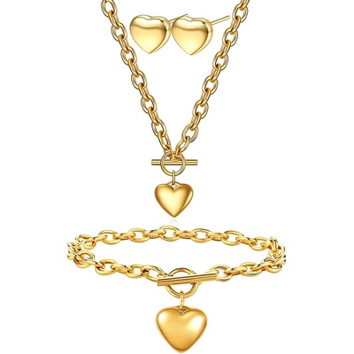 HARAHU Комплект бижута Simple Heart - Златен KP34206 (34206)