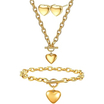 HARAHU Комплект бижута Simple Heart - Златен KP34206 (34206)
