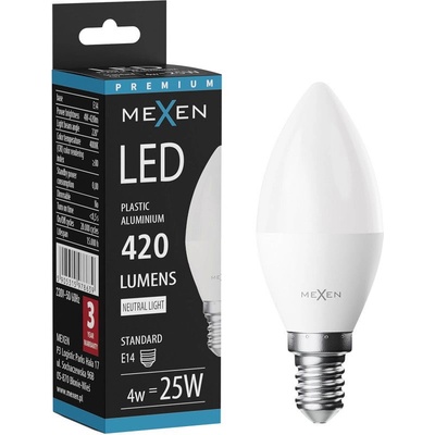 Mexen Nova LED крушка E14, C37, 4W, Неутрална - 4000K, 420 lm - L102-E14-0440-01 (L102-E14-0440-01)