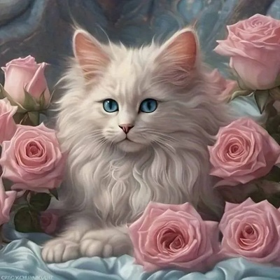 Norimpex - Puzzle Diamant painting: Cat in roses 30x40cm - 1 - 39 piese