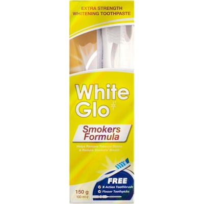 White Glo Smokers 150 g + kefka + medzizubná kefka