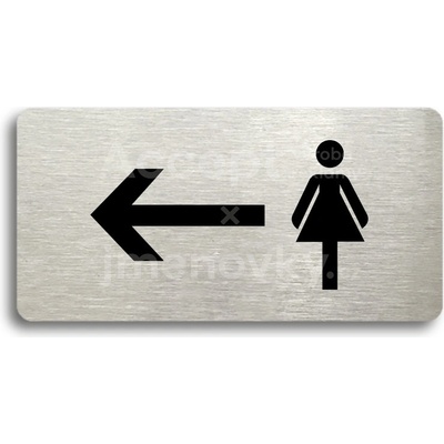 ACCEPT Piktogram WC ŽENY VLEVO - stříbrná tabulka - černý tisk bez rámečku