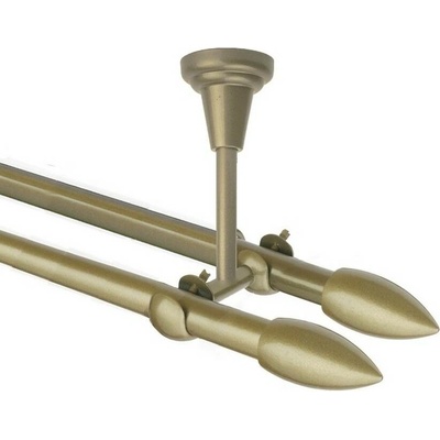 OK-GarnýžeCZ Garnýž kovová dvouřadá 16mm Špice double zlatá antik 470 cm do stropu / na tunýlek - bez kroužků