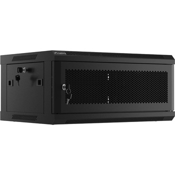 Lanberg rack cabinet 19" wall-mount 4U/600x450 with perforated door black (flat pack) (WF01-6404-23B)