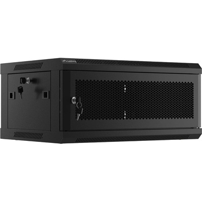 Lanberg rack cabinet 19" wall-mount 4U/600x450 with perforated door black (flat pack) (WF01-6404-23B)