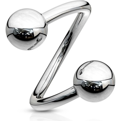 Šperky eshop ocelový piercing do obočí spirála stříbrné barvy s kuličkou C16.2 x