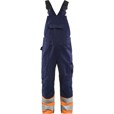 Blåkläder AB 2662 výstražné nohavice s laclem Námornická modr/oranžová