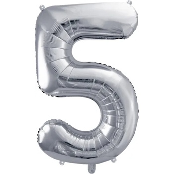 Image 1 of PartyDeco Балон от фолио - число 5 розово сребърен 86 см