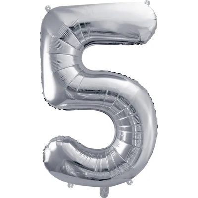 PartyDeco Балон от фолио - число 5 розово сребърен 86 см