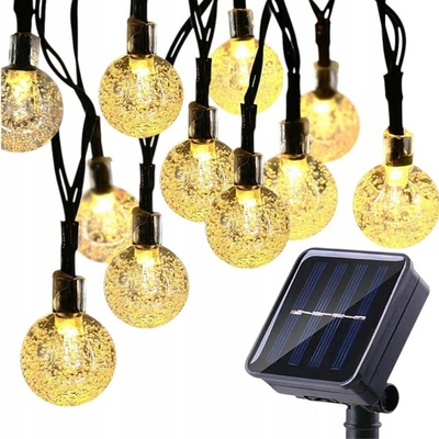 Polux Solární zahradní girlanda Teplá bílá 3000K 10x koule LED