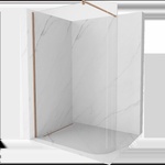 Mexen Kioto-R заоблена душ стена Walk-in 90 x 200 см, прозрачна 8 мм, четкана мед - 800-090-101-65-06 (800-090-101-65-06)