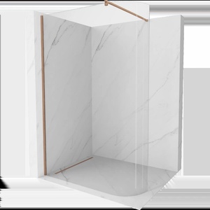 Mexen Kioto-R заоблена душ стена Walk-in 90 x 200 см, прозрачна 8 мм, четкана мед - 800-090-101-65-06 (800-090-101-65-06)