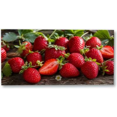 Plakát – Červené jahody na dřevě 120 × 60 cm Bez rámu Ano Bez rámu – Hledejceny.cz