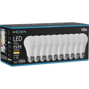 Mexen Nova 10x LED крушка E27, A60, 15W, Топло - 3000K, 1575 lm - L100-E27-1530-01x10 (L100-E27-1530-01x10)