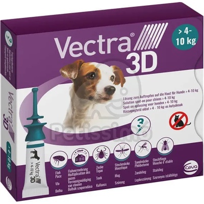 Vectra 3D капков разтвор за кучета 3 x 1, 6 мл за кучета от малки породи