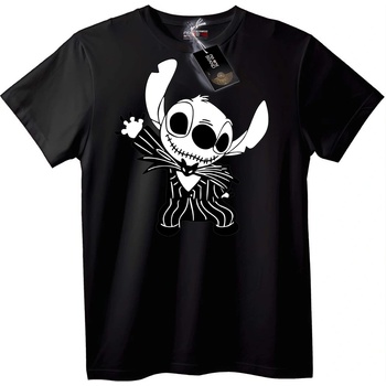 NOONEBRAND Тениска Stitch x Jack Skellington Хелоуин - 2XL, Black