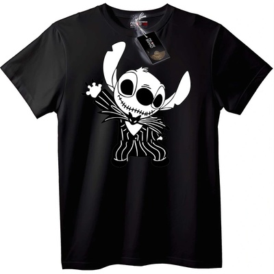 NOONEBRAND Тениска Stitch x Jack Skellington Хелоуин - 2XL, Black