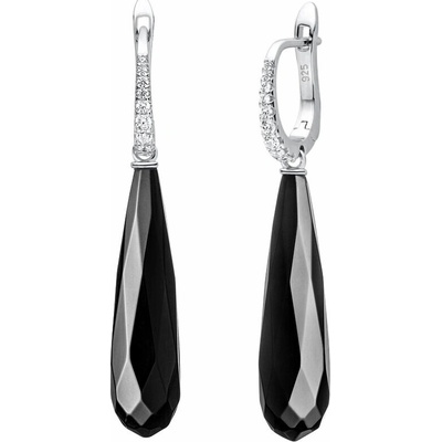 Silvego Strieborné náušnice Hekaté s prírodným onyxom a Brilliance Zirconia GRP21500EON
