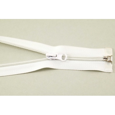 Deliteľné plastové špirálové bundovej zipsy rôzne farby - dĺžka 30 cm - 90 cm 75 cm biela