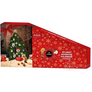 LEROS BYLINNÝ ADVENTNÝ KALENDÁR STROMČEK 4 24 druhov čajov po 1 vrecúšku ozdoby 24 ks menovky 24 ks 39,3 g inov. 2024 1x1 set