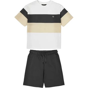 Mayoral Комплект трико blocking с Черни панталонки и трицветна тениска за момче Mayoral