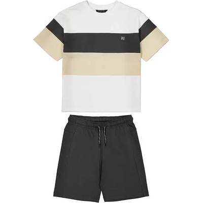 Mayoral Комплект трико blocking с Черни панталонки и трицветна тениска за момче Mayoral