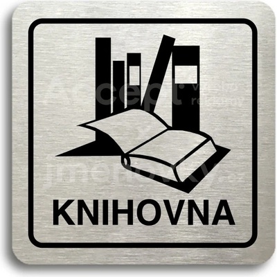 ACCEPT Piktogram knihovna - stříbrná tabulka - černý tisk