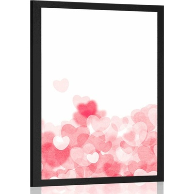Plakát červená srdíčka - 20x30 black