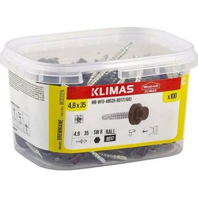Klimas Vrut WFD samovrtný do dreva s podložkou 4,8x30 mm RAL 8017 100 ks