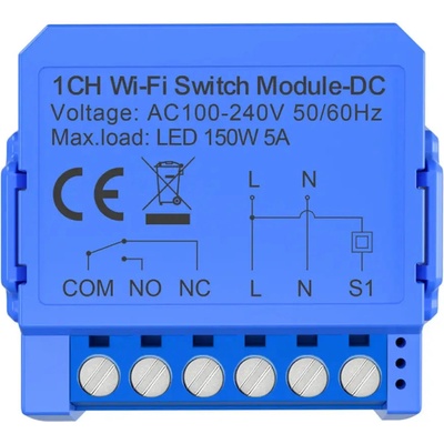 Avatto WSM16-DC-1 WiFi превключвател 1 канал сух контакт DC (WSM16-DC-1)