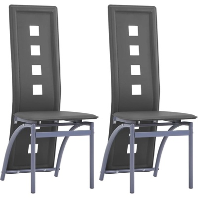 vidaXL Трапезни столове, 2 бр, сиви, изкуствена кожа (281707)