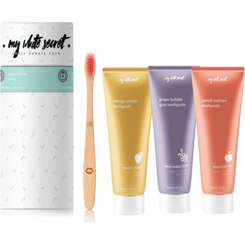 My White Secret Gift Pack Fruits Toothpaste + Toothbrush Комплект за дентална грижа