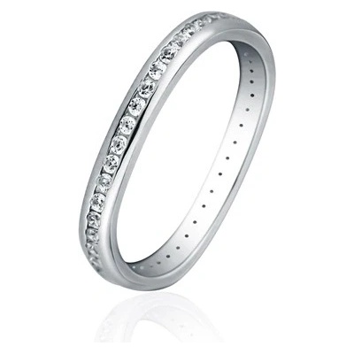 Moderní stříbrný prsten se zirkony STRP0524F