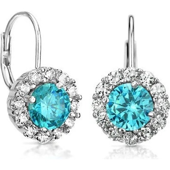 SILVEGO Strieborné náušničky Sharon s modrým krištáľom TXRE100009