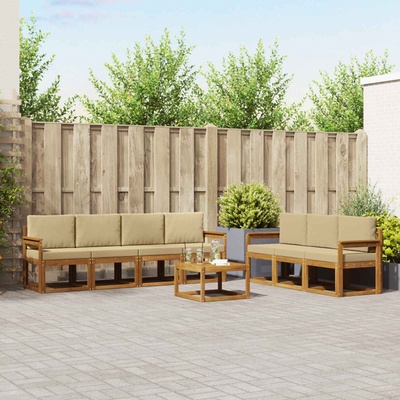 vidaXL Комплект дивани за открито 8 pcs Натурален и Бежов (3366106)