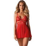Obsessive Секси нощница с прашки Koszulka-Secret-of-Love-838-BAB-3-stringi-GRATIS-CzerwonyV-49456-Czerwony - Бял, размер XXL