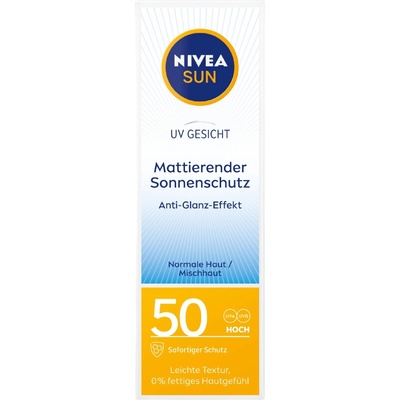 Nivea Sun Слънцезащитен крем за лице Shine Control, SPF50, 50 ml