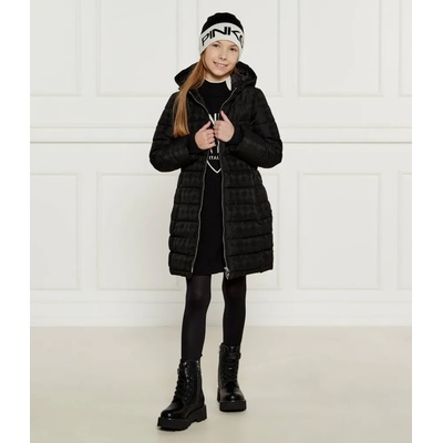 GUESS Дълго зимно яке в черно за момиче с ластици на ръкавите и качулка Guess