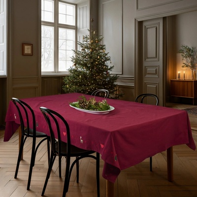 JUNA Vyšívaný ubrus Christmas Fable Red červená 270x150 cm