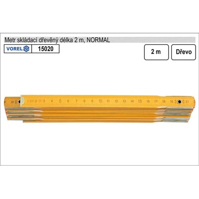 Vorel Metr skládací 2 m dřevěný žlutý