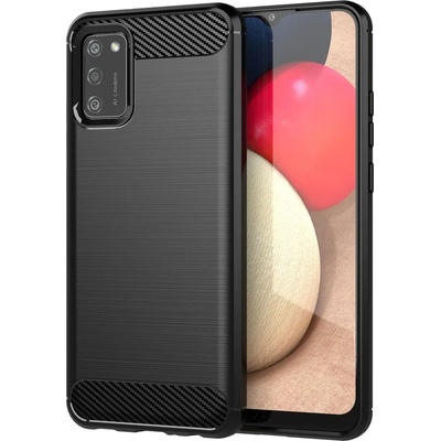 Forcell Противоударен Силиконов Калъф за Samsung A02S, Forcell Carbon Case, Черен (5903396091018)