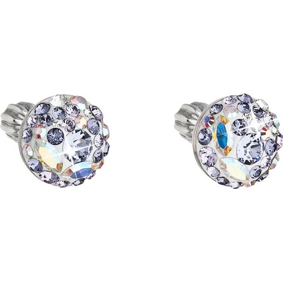 Pavona Stříbrné náušnice pecka s krystaly Swarovski fialové kulaté 31336.3 violet