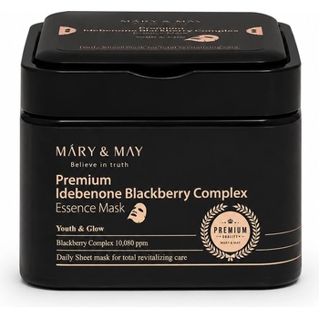 Mary&May Комплект 20 бр. антиоксидантни маски с идебенон MARY & MAY Premium Idebenone Blackberry Complex Essence Mask (20 pcs)