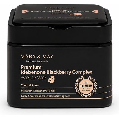 Mary&May Комплект 20 бр. антиоксидантни маски с идебенон MARY & MAY Premium Idebenone Blackberry Complex Essence Mask (20 pcs)