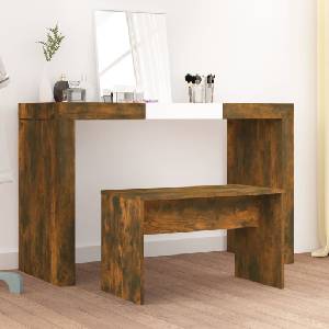 vidaXL Табуретка за тоалетка, Опушен дъб, 70x35x45 см, инженерно дърво (820523)