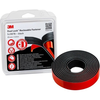 SJ 387B samolepicí suchý zip 3M DUAL-LOCK SJ3870 v blistru, šíře 25mm, návin 2,5 m, exteriér a interiér – Zboží Mobilmania