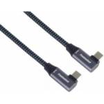 PremiumCord USB-C 2x angled cable (USB 3.2 GEN 2x2, 5A, 100W, 20Gbit/s) cotton braid, length: 0.5m
