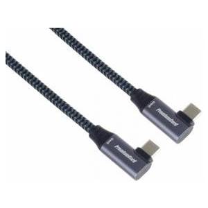PremiumCord USB-C 2x angled cable (USB 3.2 GEN 2x2, 5A, 100W, 20Gbit/s) cotton braid, length: 0.5m