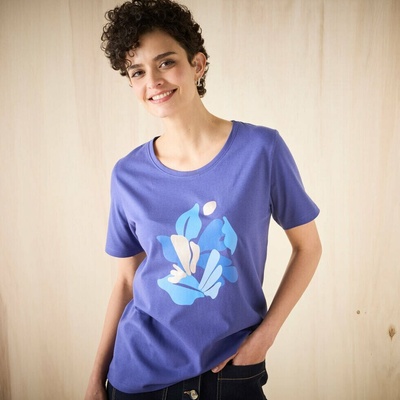 Blancheporte Tričko s krátkymi rukávmi a potlačou nám. modrá